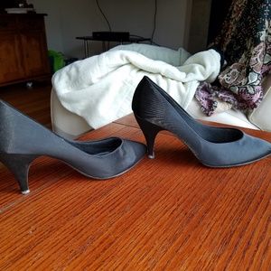 Vintage Black Satin Heels